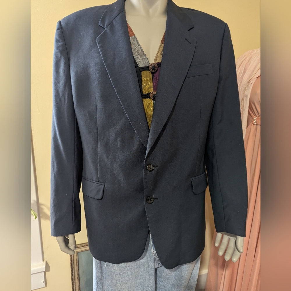 Missoni Uomo 2 button notched collar navy wool blazer